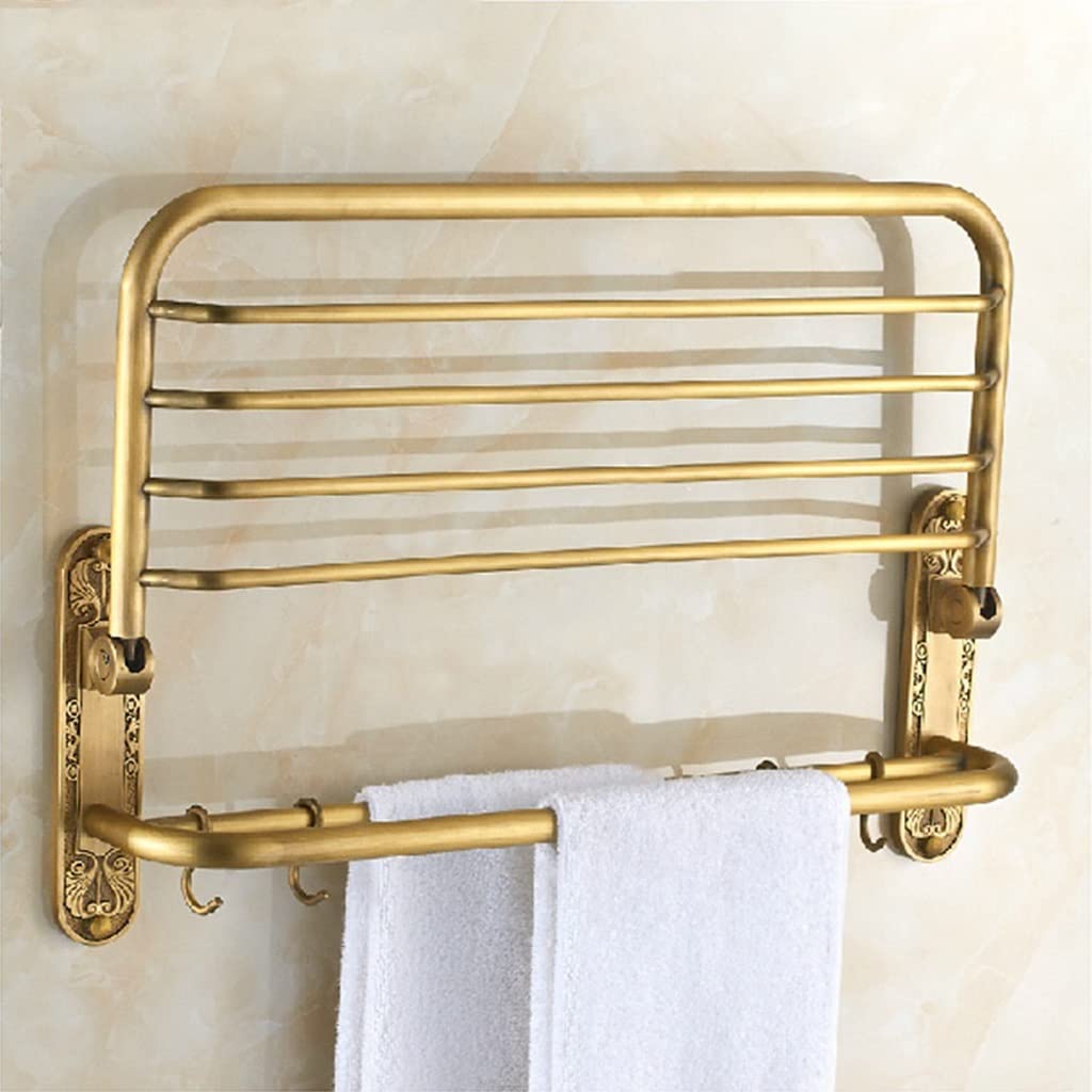 Toallero de cobre tallado antiguo, elegancia vintage para baños de lujo