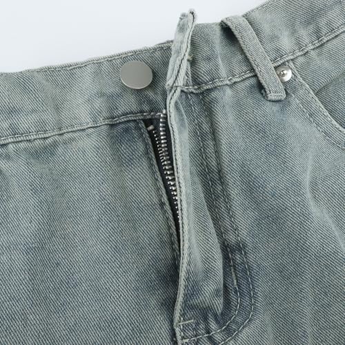 Womens Pentagram Patch Jeans Y2k Baggy Jeans High Waist Straight Wide Leg Denim Pants Vintage Trousers3