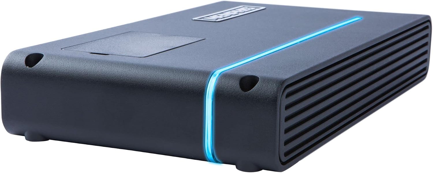 Memphis PRXA300.4 4-Channel Amplifier side view with heatsink fins
