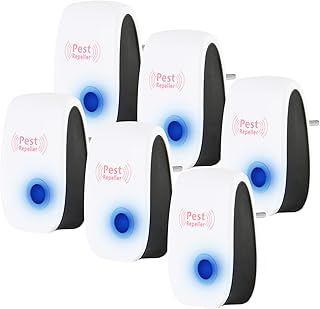 AOOWU Repelente Ultrasónico de Plagas, 6 Pack Electrónico Repelente Mosquitos Insectos Control de Plagas, Antimosquitos Electrónico Ultrasónico Mosquitos para Ratones, Cucarachas, Mosquitos, Roedores