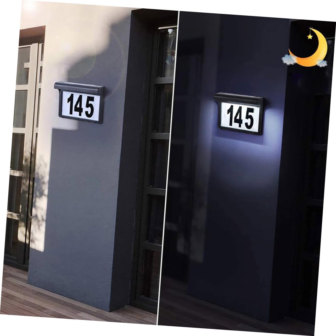 Vaguelly LED Solar House Number Sign Waterproof Address Plaque Light Illuminated Numbers for Outdoor Use for Home and Yard Solar-Powered Display