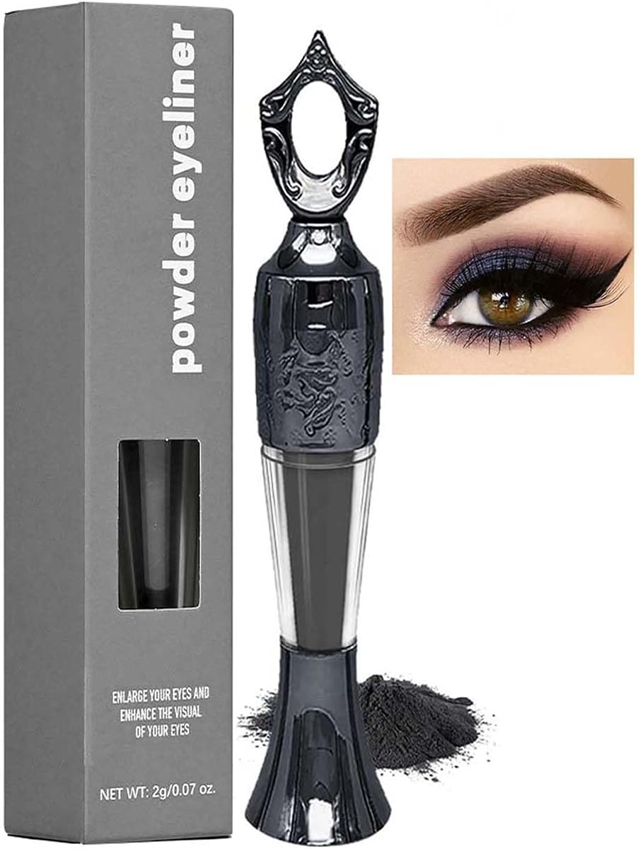 Delineador de ojos en polvo, delineador de ojos multiusos en polvo, de larga duración y a prueba de manchas, color intenso, fácil de aplicar, fórmula suave y respetuosa con la piel, delinea suavemente el delineador de ojos para mujeres, #01 negro