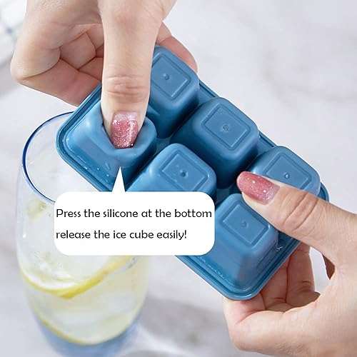 Vista 2 de Ice Cube Trays for Freezer 3 Pack - Mini Ice Cube Trays with Lid & Easy-Release Silicone Bottom, Stackable Small Ice Cube Molds for Mini