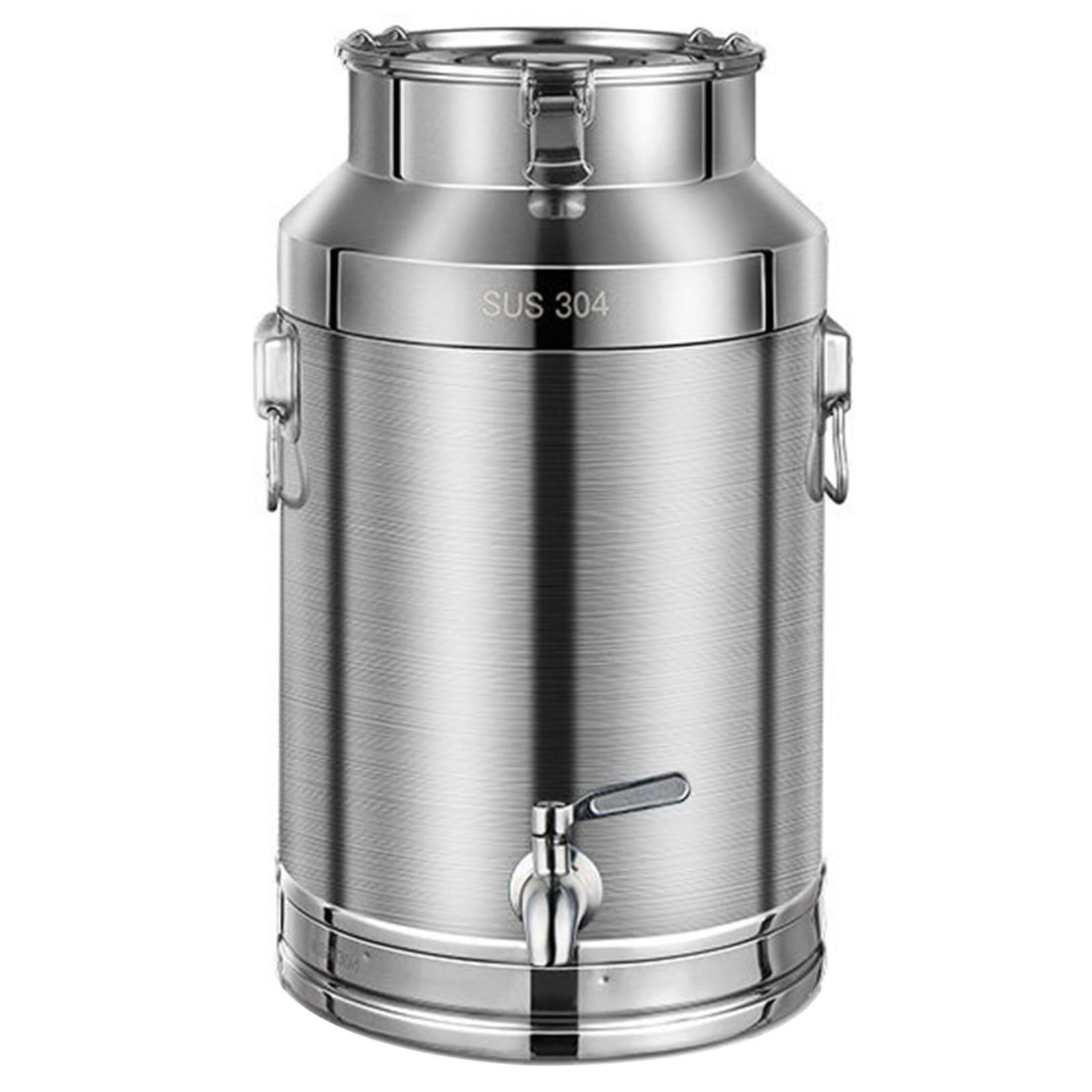AYCDL 304 Stainless Steel Milk Can with Faucet, Bucket with Faucet Water Jug with Silicone Sealed Lid Oil Rice Water Beer Transportation Bucket,7.4Gal/28L