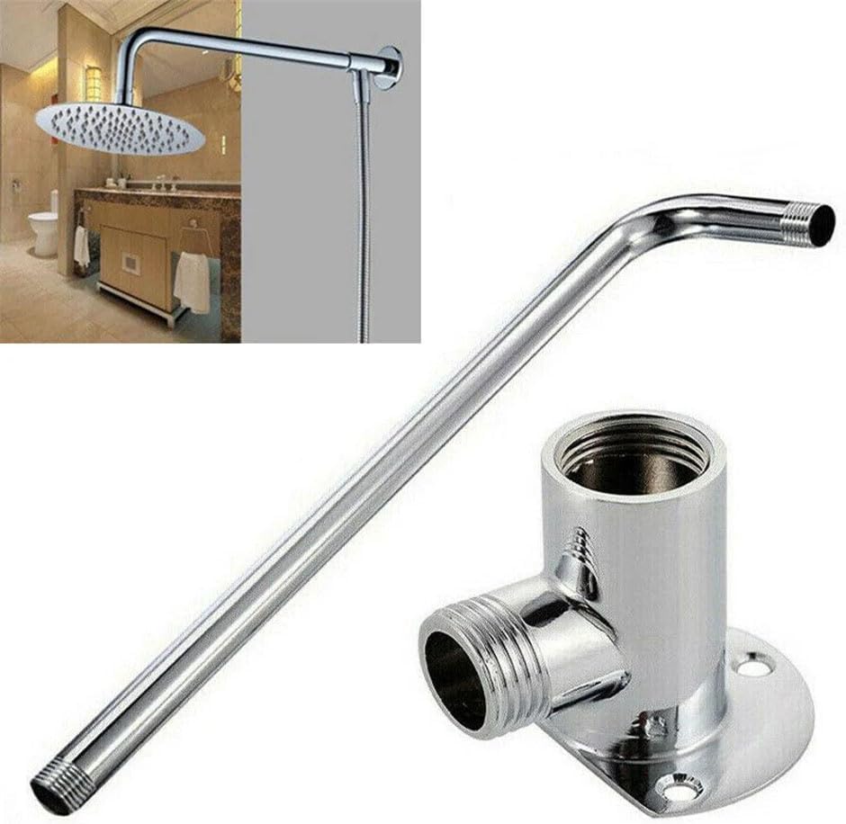 Generic Stainless Steel Shower Arm Extension Arm Joint Shower Nozzle Bottom Hose Wall Mounted Shower Head Arm Bathroom Accessories