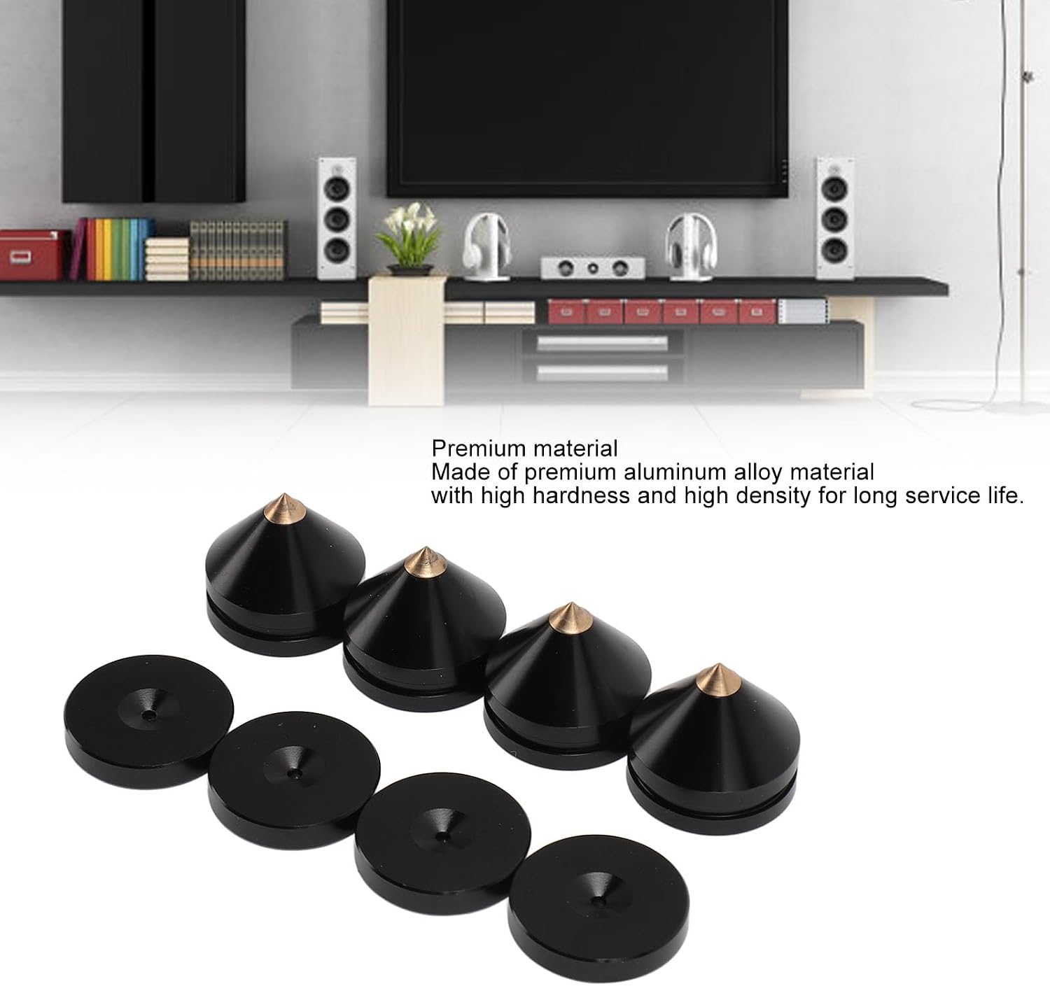 Aluminum Alloy Spike Speaker Isolation Feet for CD DVD Player Amplifier Sound Improvement (Black)