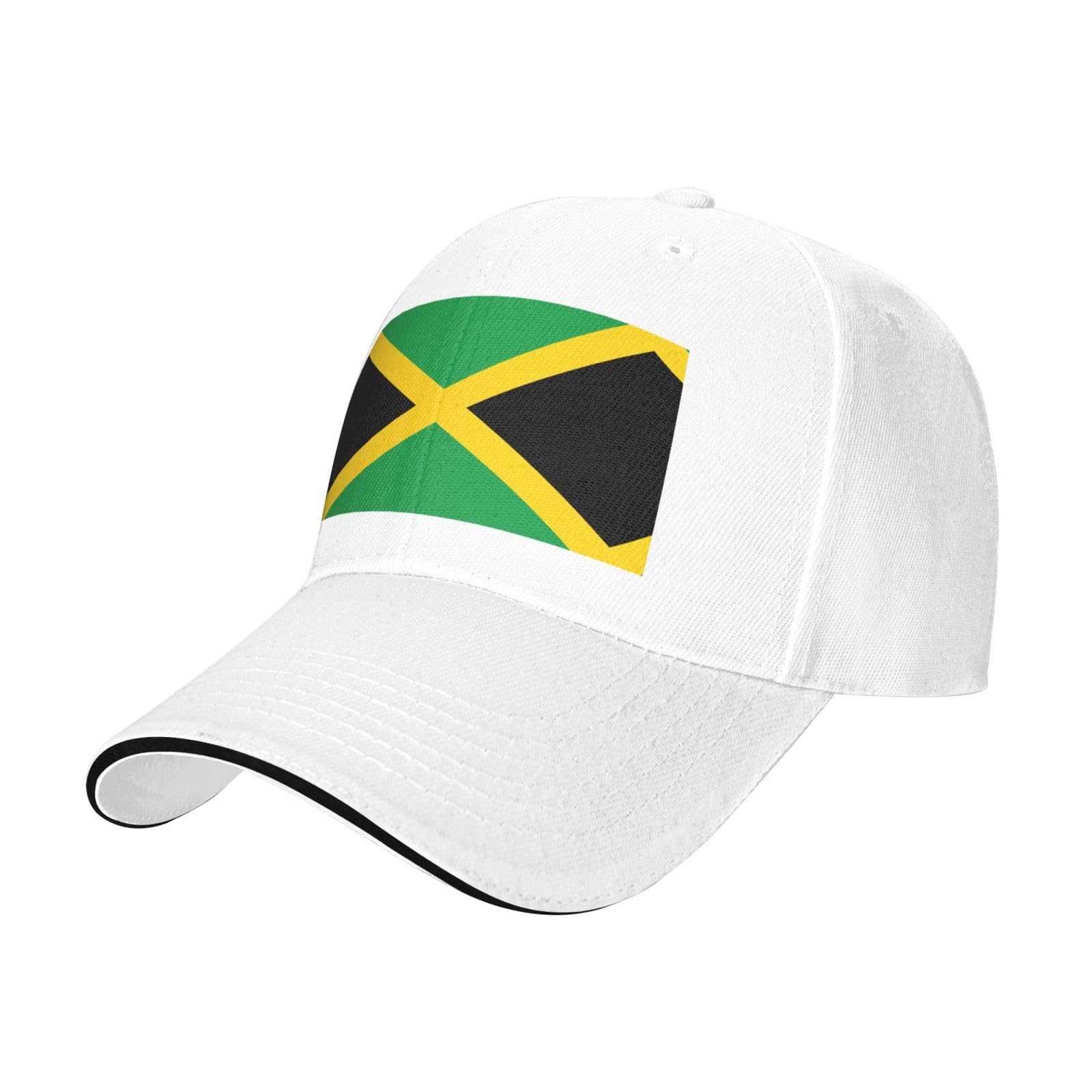 Vghdad Unisex White Flag Of Jamaica Print Casquette Baseball Cap, Adjustable Trucker Hat, Breathable Outdoor Sports Cap