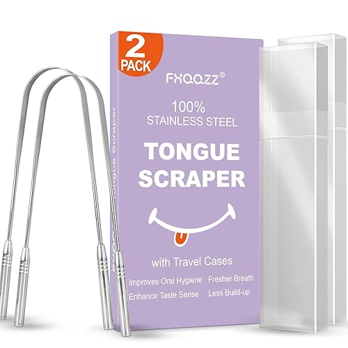 Raspador de lengua de metal para adultos y niños, raspador de lengua de acero inoxidable con estuche de viaje, limpiador de lengua portátil en forma disponible en Yaxa Venezuela