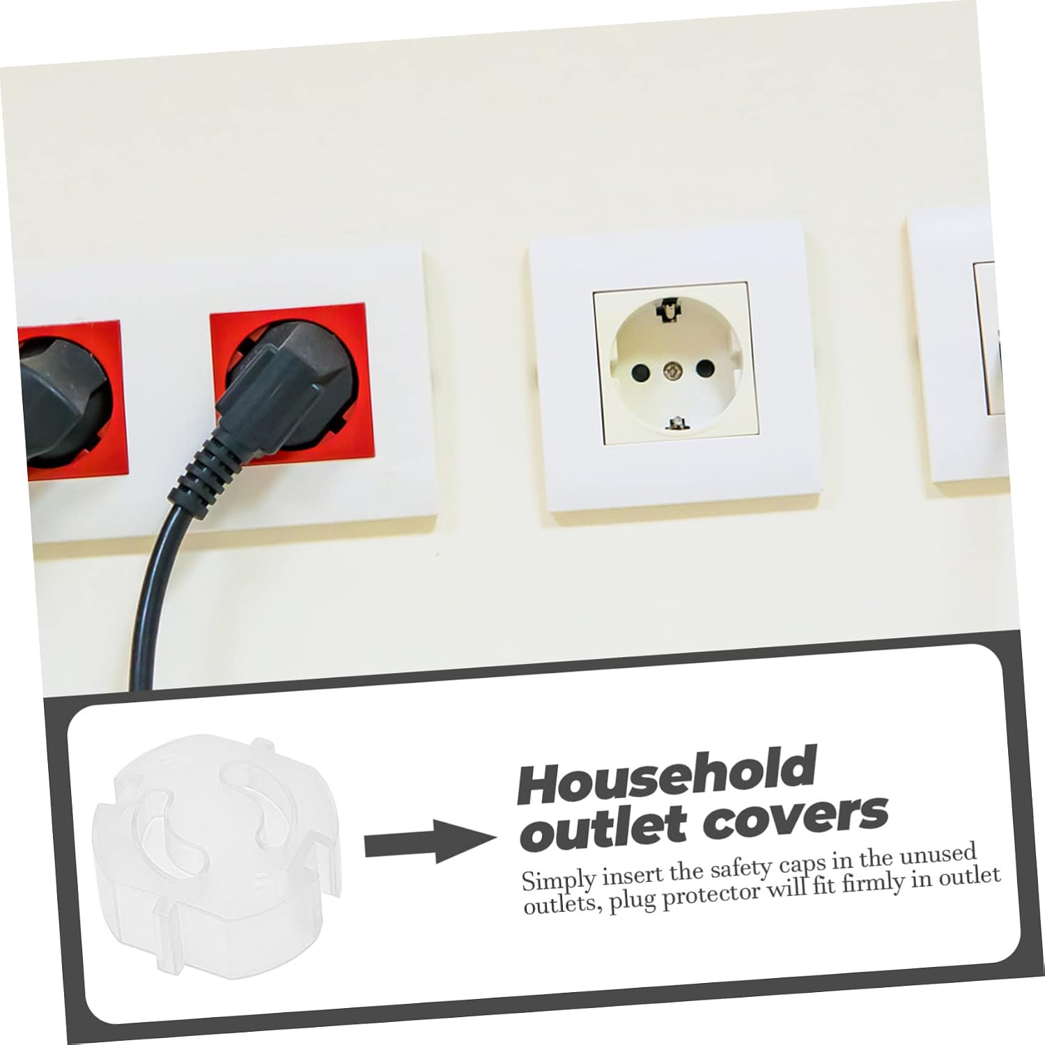 Toddmomy 20pcs -Electric Shock Outlet Covers Safety Plastic Protectors for Home Use Suitable for European Standard Prong Sockets Easy to Install Secure Design