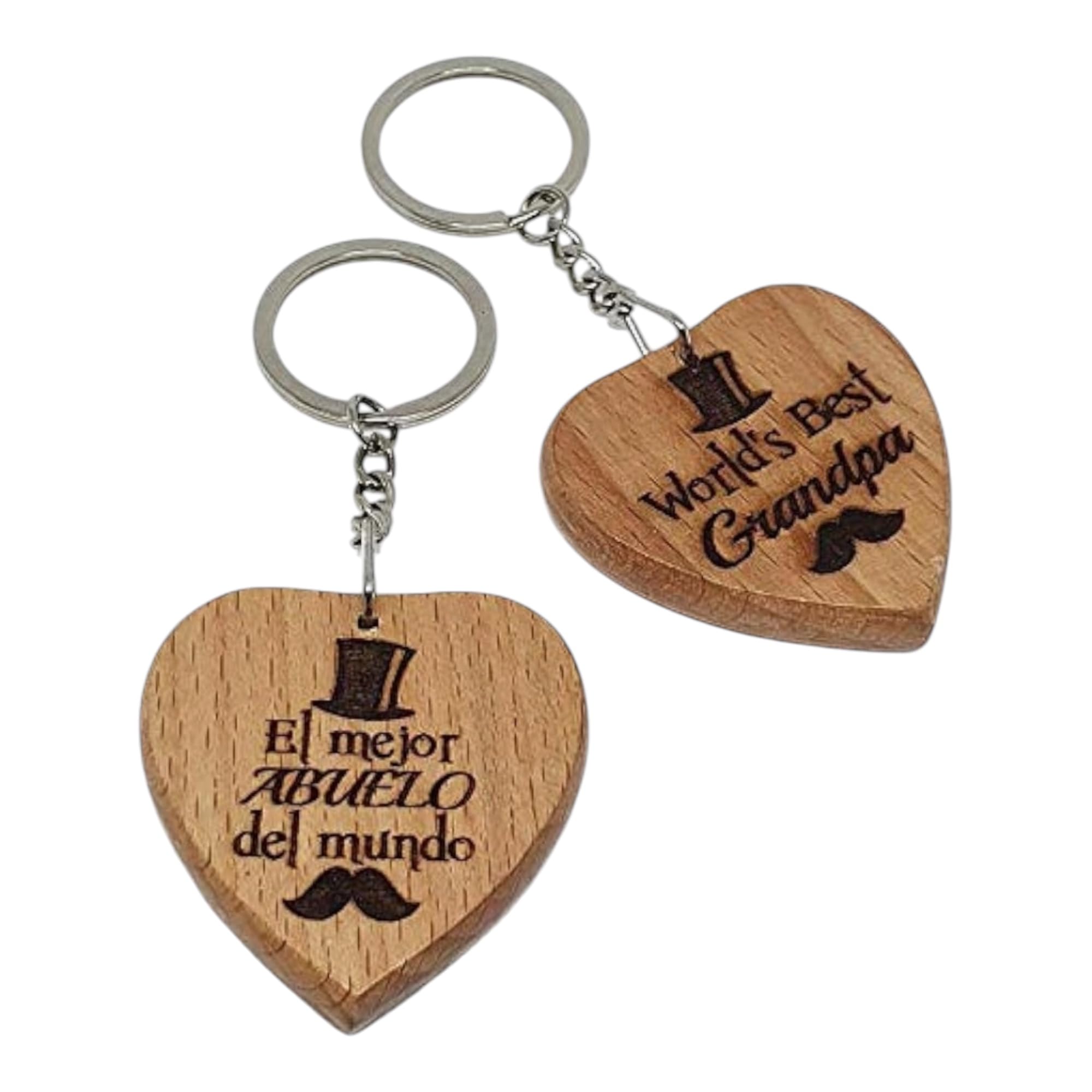 ABUELO Personalised Engraved Keyring Keychain Gift for Grandpa in Spanish