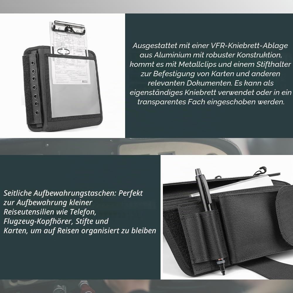 Pilot-Kniebrett, inklusive Aluminium-Klemmbrett Passend für iPad Pro 9,7 Zoll, 10,5 Zoll, 11 Zoll, iPad und iPad Air 1/2/3/4/5/6 und alle Anderen Tablets mit 22,9-27,9 cm