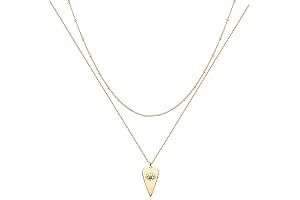 Layered Heart Necklace Pendant Handmade 18K Gold Plated Dainty Gold Choker Arrow...