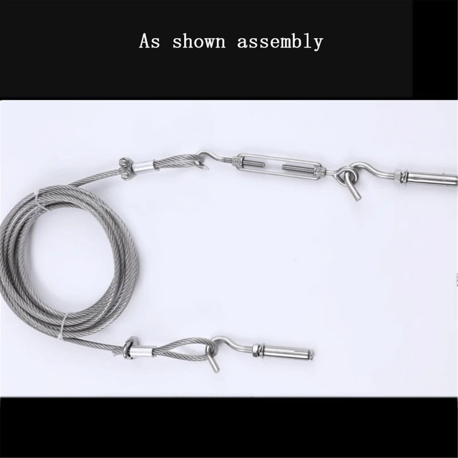 Corda in acciaio Kit di sospensione con cavo metallico rivestito in PVC da 4 mm gancio tenditore for tralicci giardino e ringhiere domestiche(XL)