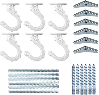 GDQLCNXB 6 Sets 55mm 2-1/6" Ceiling Metal Ceiling Hooks, Heavy Duty Swag Ceiling Hooks with Hardware for Hanging Plants/Chandeliers/Wind Chimes/Ornament (White )