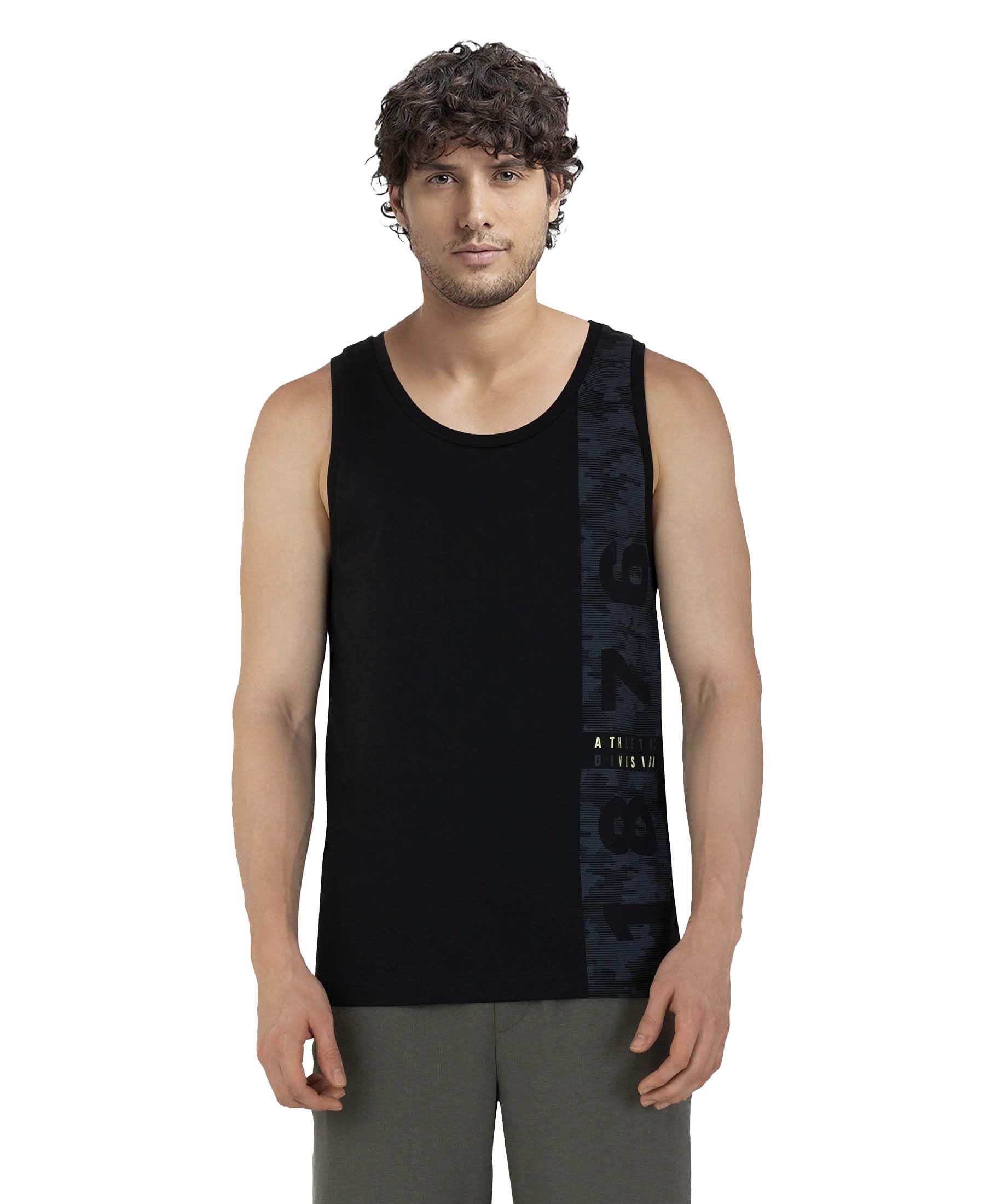 9928 Men's Super Combed Cotton Rich Graphic Printed Low Neck Tank Top with Stay Fresh Treatment (Prints May Vary)