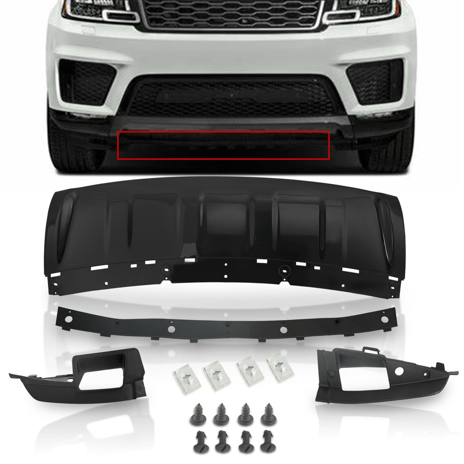 KARPAL Front Bumper Guard Plate Bumper Protector Skid Plate Cover Trim Compatible with 2018-2022 Range Rover Sport LR109870