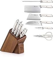 Vista 3 de Cangshan L1 Series juego de 7 piezas de bloque de cuchillos con cuchillo de cocina, acero alemán forjado, blanco, 1027129