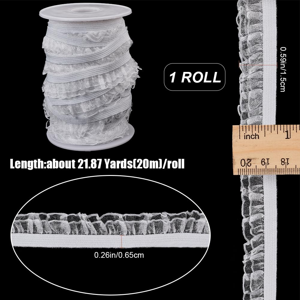 GORGECRAFT 20M 2 Couches Élastique à Volants En Dentelle 1.5cm