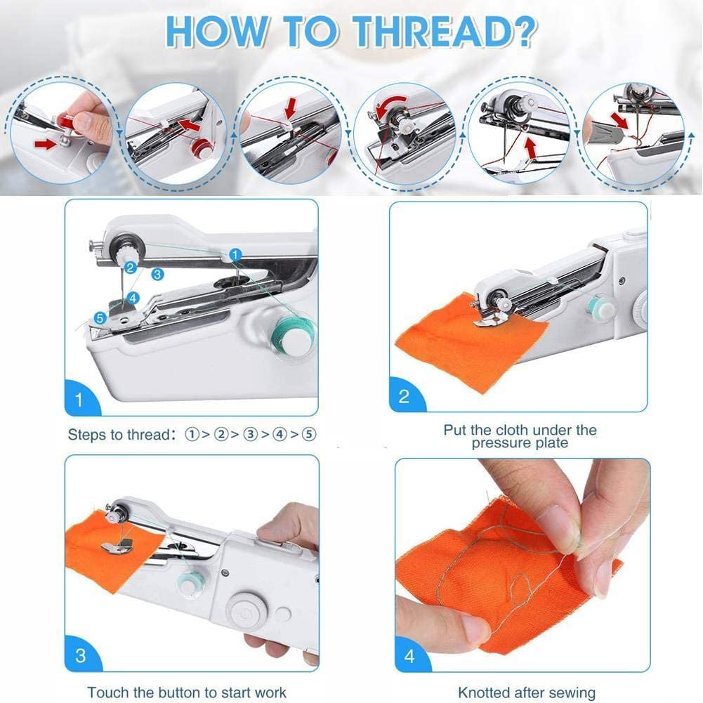 Mini macchina da cucire a portata di mano, macchina da cucire, macchina da cucire portatile, mini macchina da cucire elettrica portatile, manuale for principianti, strumento for cucire rapido fai-da-t