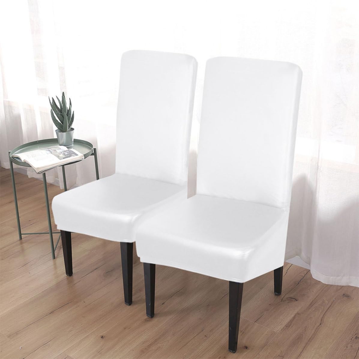 Tofficu Stretch Stuhlhussen Elastisches Design Weiße 4 Stück aus Pu Wasserdichtem Material Schützende und Leicht zu Installierende Sitzbezüge für Esszimmerstühle