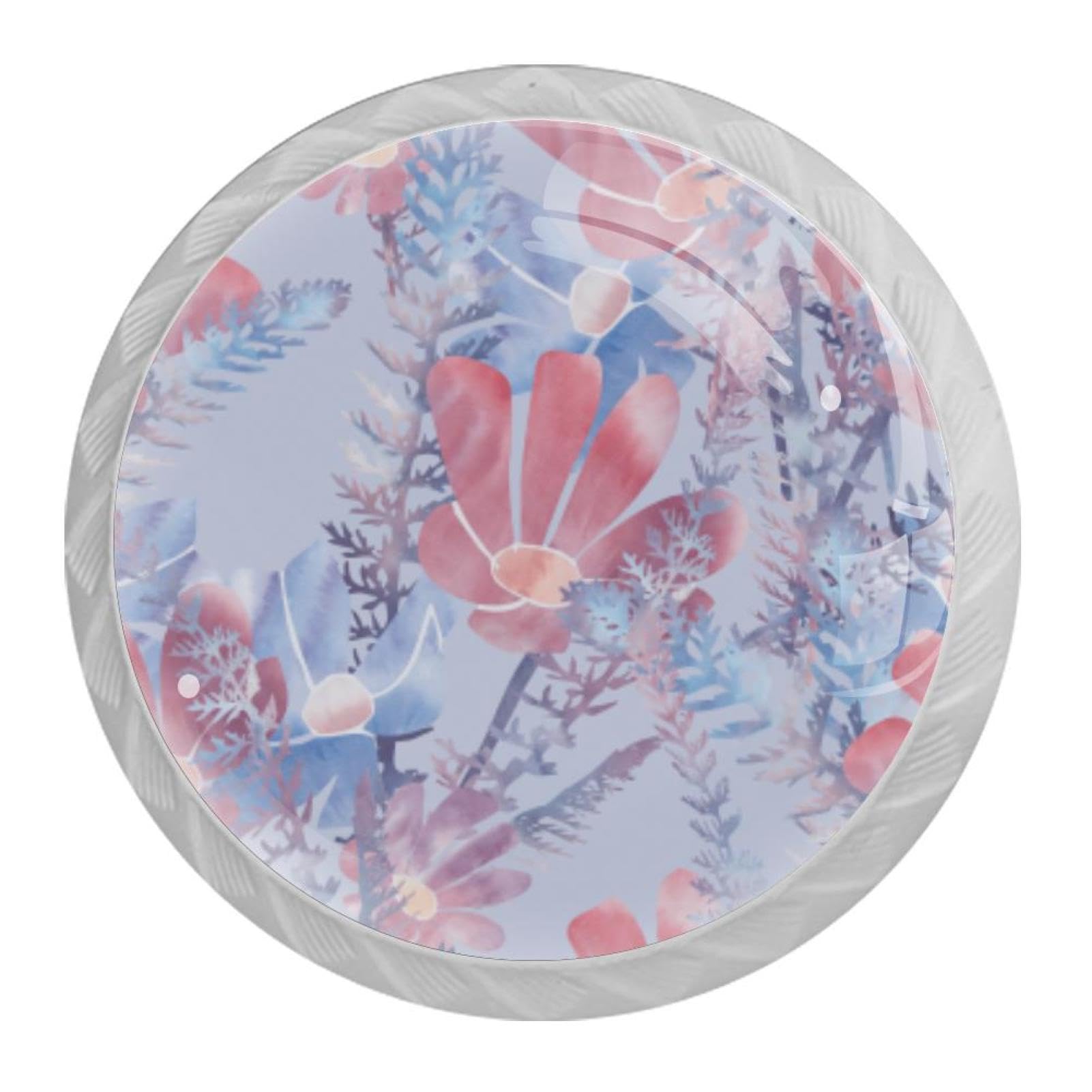Tqmspg Multi14 4 Pieces Drawer Pulls Watercolor Flowers Door Knobs Dresser Handles For Kitchen Wardrobe Cupboard Hardware Furniture