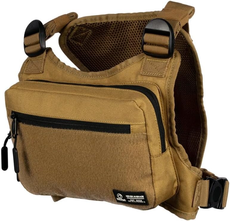 WOLFpak Utility Chest Pack w/CCW Holster |Tactical Waterproof 900D EDC Front Mount Vest Bag, Adjustable Concealed Carry Chest Rig for Men & Women (Khaki)