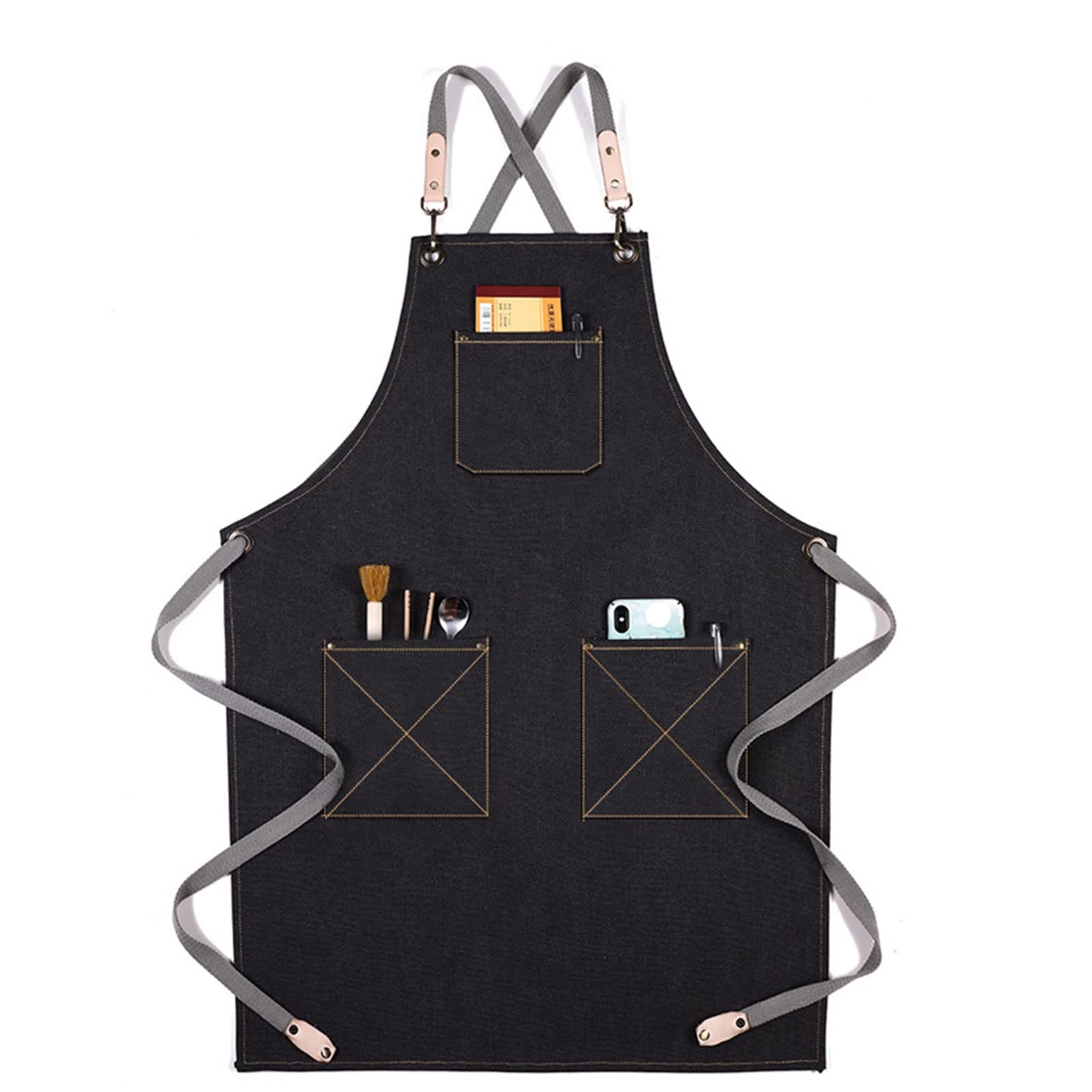 Fartuch szefa kuchni ， Fartuch Denim Bib Fartuch warsztatowy, fartuch narzędziowy, fartuch roboczy, fartuch płócienny, fartuch narzędziowy warsztatowy z regulowanymi paskami