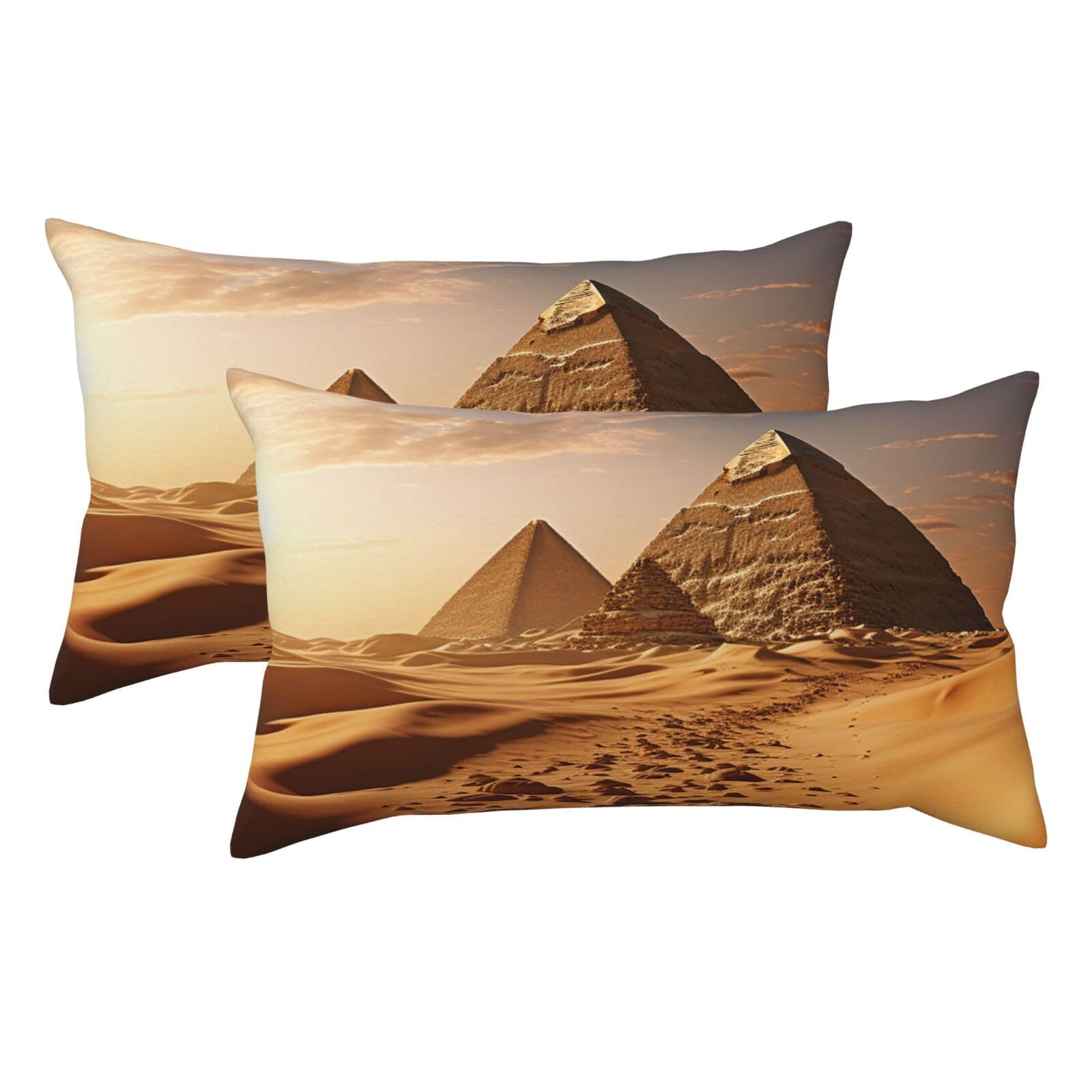 2 Pack King Pillow Cases with Hidden Zipper, Soft Breathable Pillow Covers for Hair and Skin, Pyramid Africa Desert Pillowcases 20"x36" Bed Pillow Protectors Cover for Sleeping Gifts