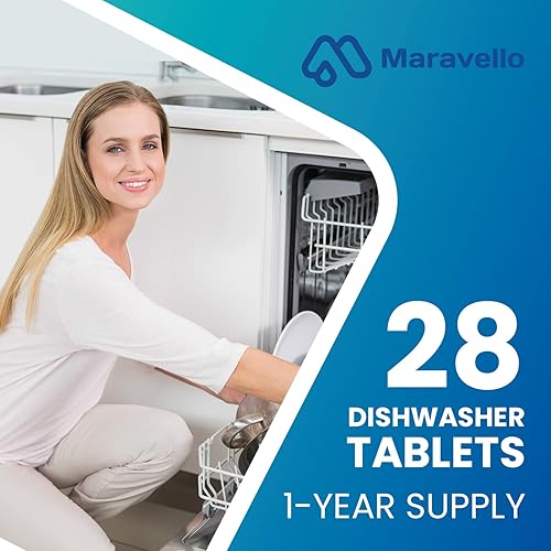Miniatura 9 de Maravello Limpiador de lavavajillas y desodorizador tabletas de lavavajillas extra limpias elimina la cal cal la grasa y el olor apto para tanque