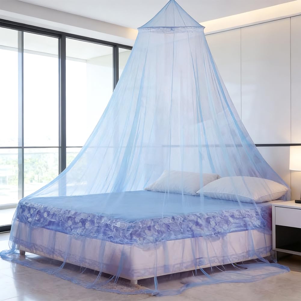 Mosquitera para Cama Doble, Universal Mosquitera para Cama con Diseño de Cúpula, Cama Portátil Mosquitose, Cama de Viaje, Mosquiteras para Hamaca en Casa, Viajes, Camping, Azul