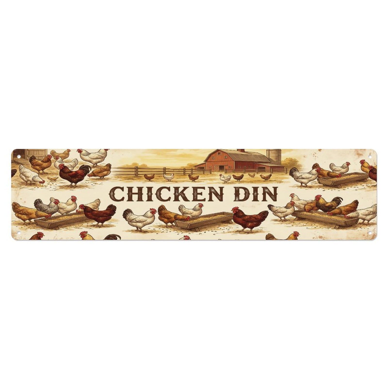 Vintage Yard Chicken Farmhouse Funny Hen Backyard Farm Metal Tin Sign Plaque Wall Decor for Cafe, Club, Garden Metal Poster 4x16Inch