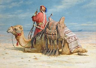 CDYQCTDI Famous Painting Canvas Picture Classic Picture a Nomad and His Camel Resting in the Desert by Carl Haag Classic Picture for Hallway Decor 60x90cm