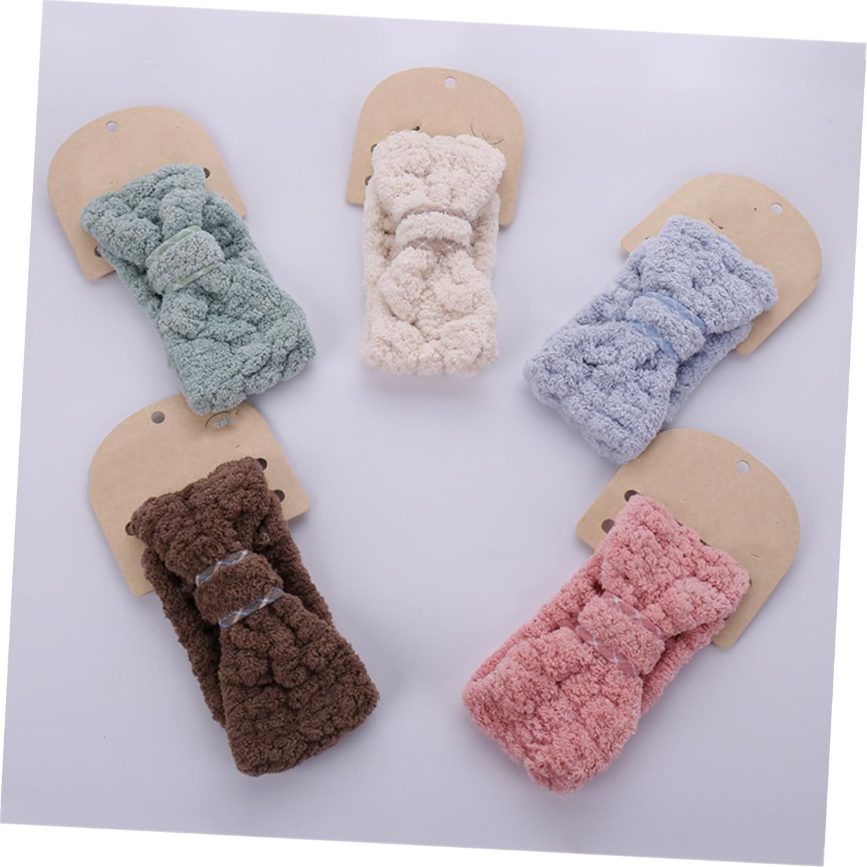 FRCOLOR 6pezzi Fasce Make-up Fleece Da Design Con Fiocco Fascia Elasticizzata Per Sport Doccia e Trucco Comfort e Stile Per Donne Colori Casual
