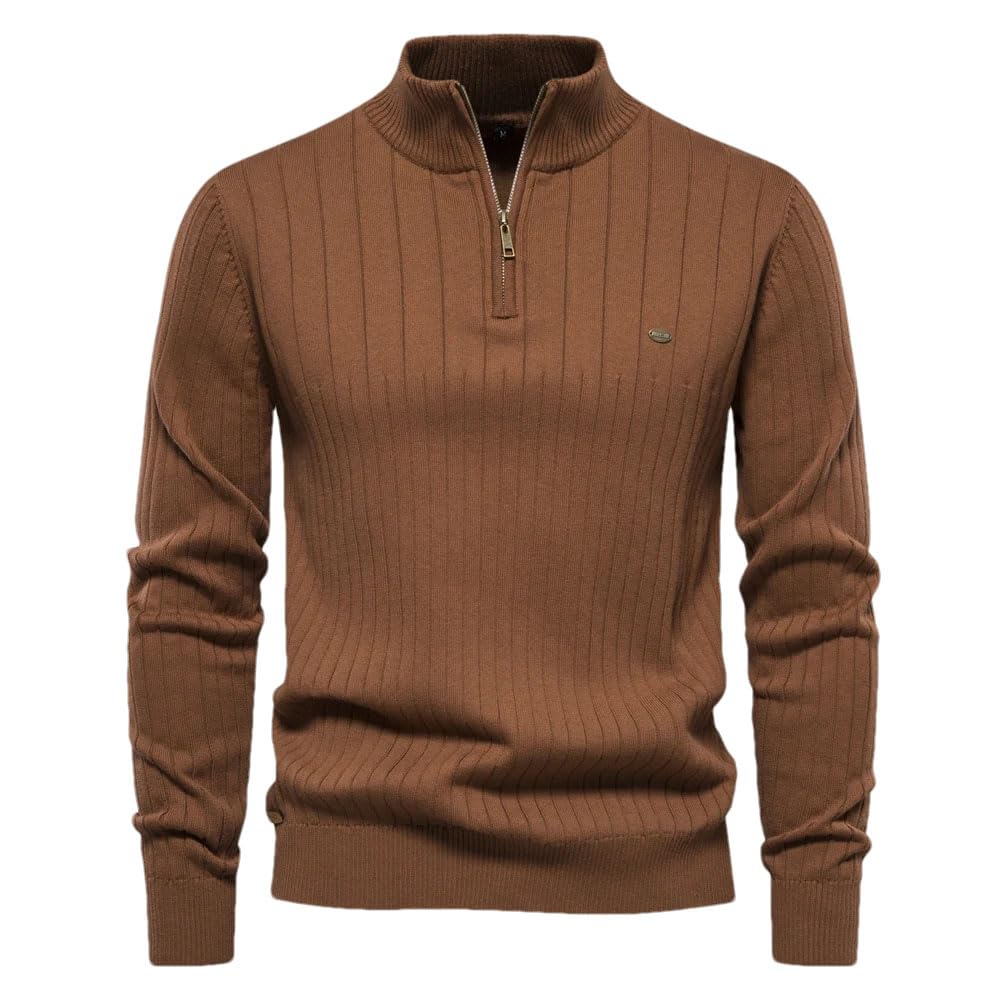 Hgvcfcv Autunno Zipper Pullover Maglioni per Gli Uomini Caldo Inverno Stand Collar Cotone Maglia Maglione Uomini Camicia A Coste