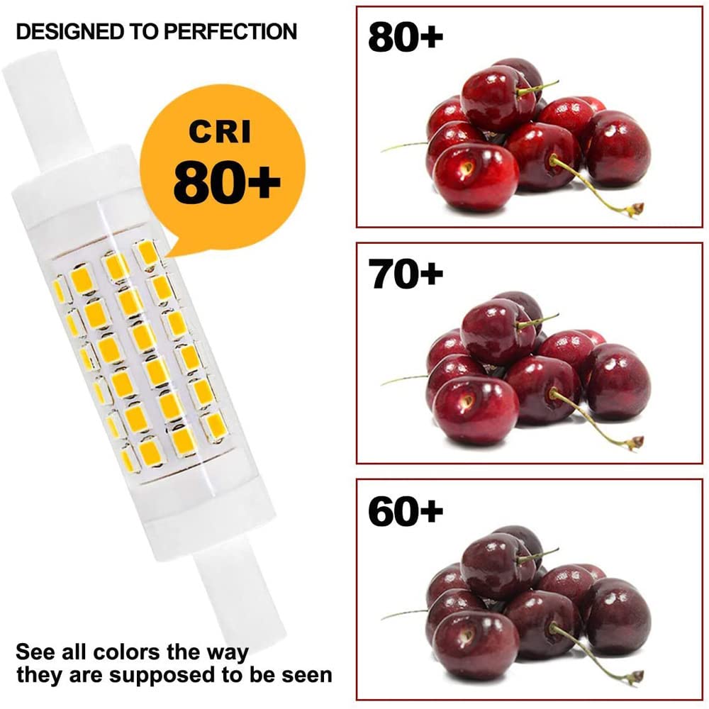 R7S - Bombilla LED de 78 mm, equivalente a 50 W, base de doble extremo de 5 W, luces de inundación J78, 600 lm, regulable, ángulo de haz de 360°, bombillas LED empotradas