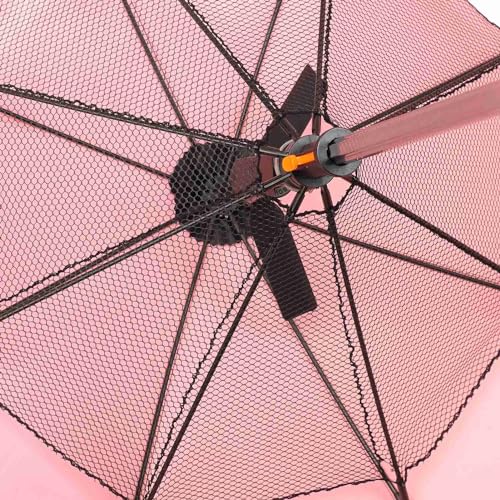 Emoshayoga Stylowy Wielofunkcyjny Parasol Przeciwsłoneczny z Wentylatorem Zamgławiającym i Rozpylaczem Breeze na Letnie Chłodzenie Plastikowa Tkanina ze Stopu 3 w 1 550g (Różowy)