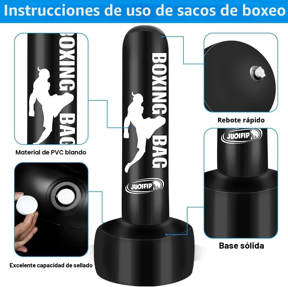 180cm Pesado Saco de Boxeo Adultos, Freestanding Saco de Boxeo Inflable Kickboxing Bolsa para Entrenamiento MMA Muay Thai Fitness