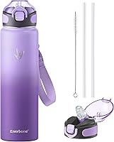 Vista 1 de Enerbone 32 oz Insulated Water Bottle, Stainless Steel Bottle with Carrying Strap, Double-Wall Vacuum Insulation Design, Leakproof Sports Bottle