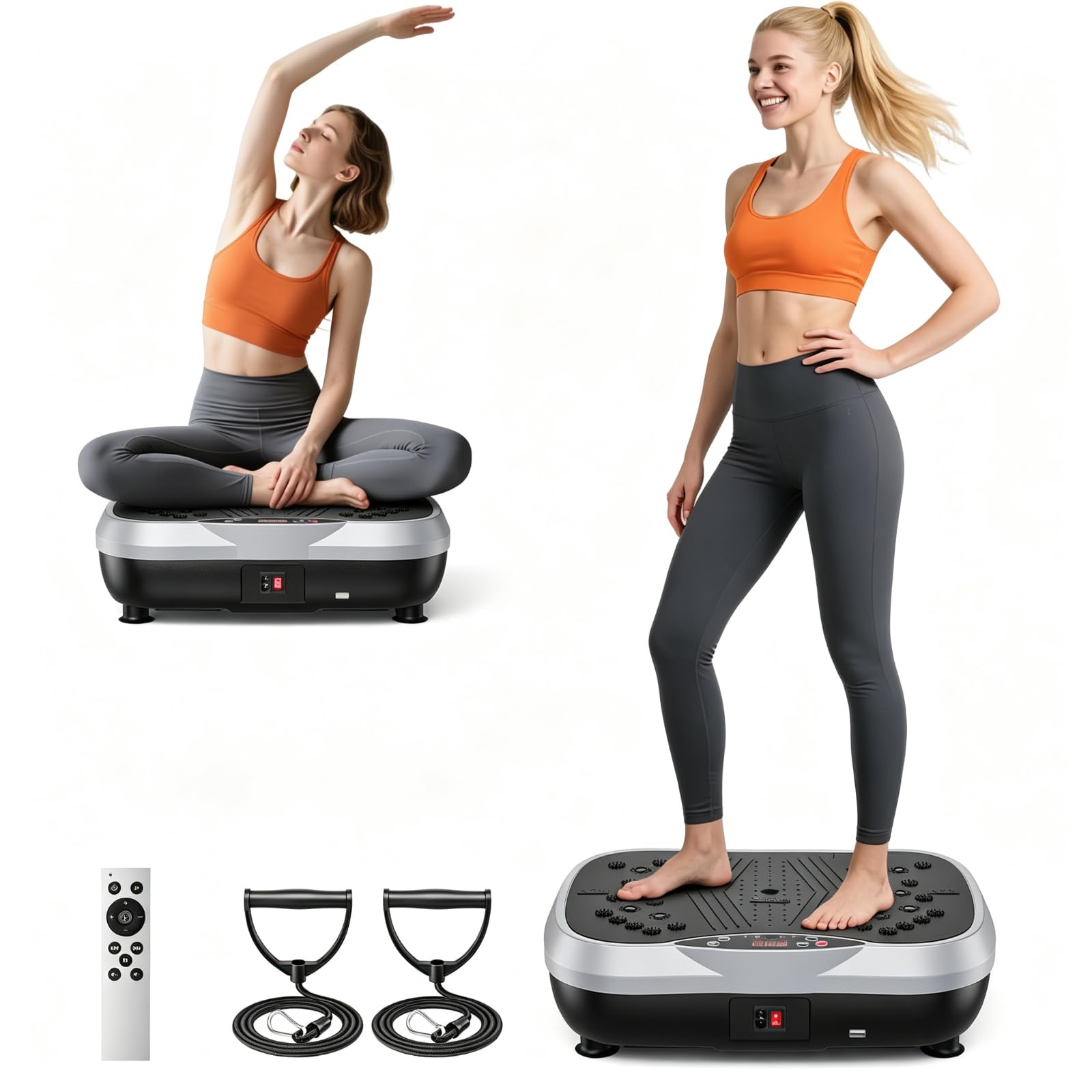 Vibrationsplatte Fitness für Zuhause, Rüttelplatte mit Massage & Bluetooth