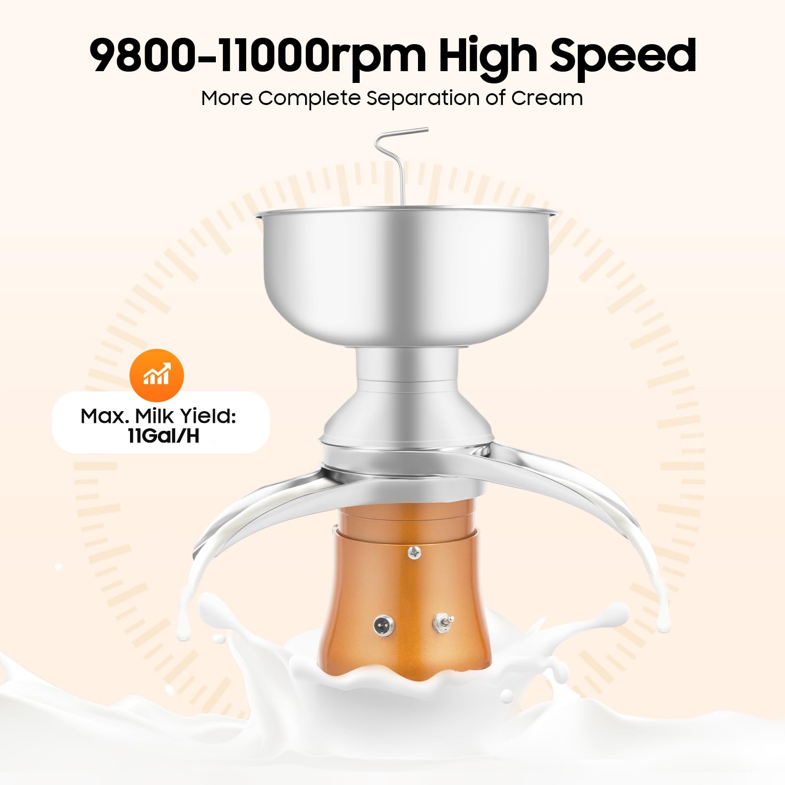 Milchzentrifuge Elektrisch, 5L Milch Zentrifuge Milchseparator Milchcreme Separator für Kuhmilch und Ziegenmilch, Bauernhöfe