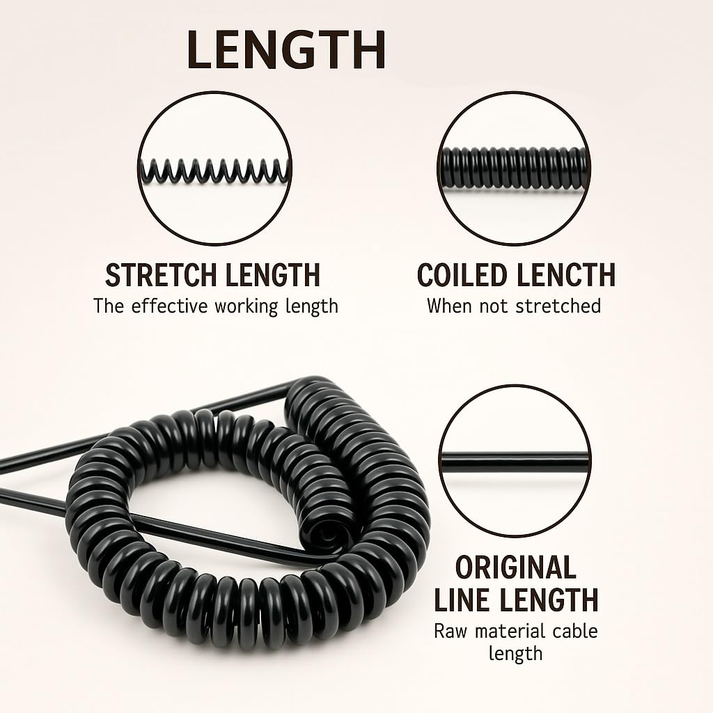 Cable para auricular de teléfono fijo Cable espiral de resorte 3 núcleos 20 AWG 0,5 mm² estiramiento (1-10) metros(Stretch 10 Meters)