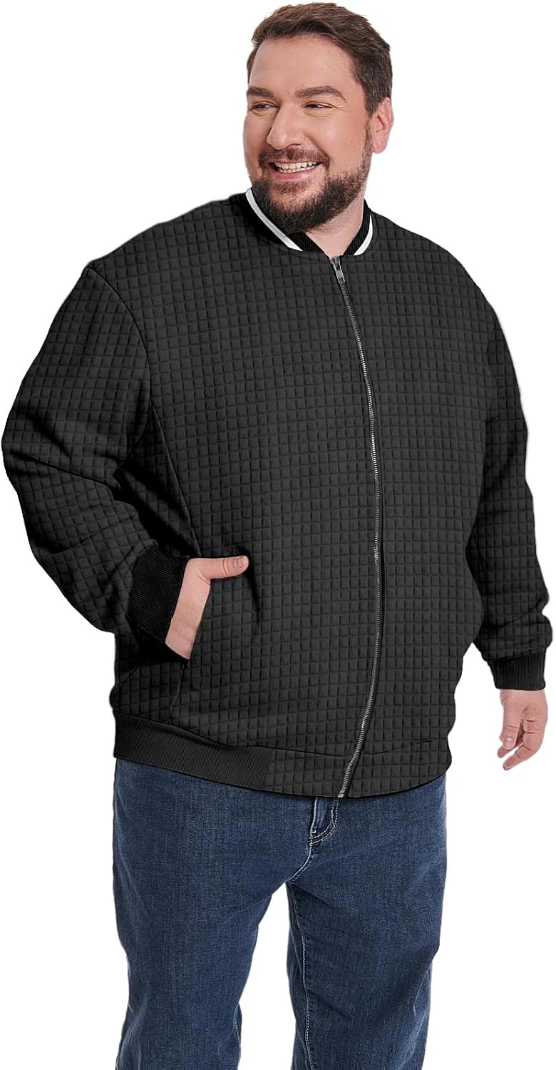 Lightweight Bomber Jacket Big and Tall for Men Varsity Jacket Fall Baseball Outwear, 2XL-6XL - Image 3