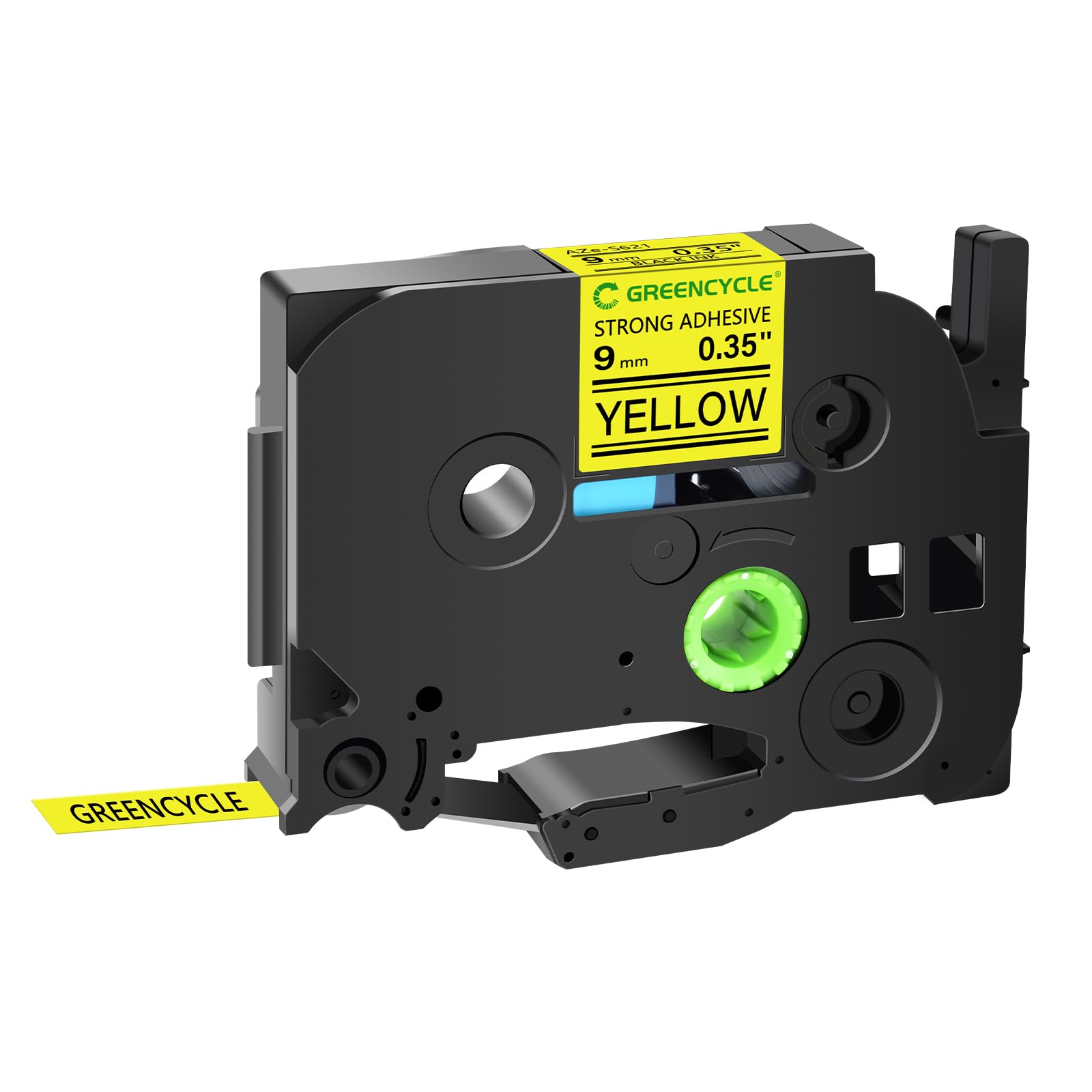 GREENCYCLE Extra Strength Label Tape TZe-S621 9mm 0.35" Laminated Yellow Compatible for Brother P-Touch TZeS621 TZ-S621 TZe TZ 3/8 inch Black on Yellow Label Tape for PT-D200 PT-D210 PT-D220, 20 Pack