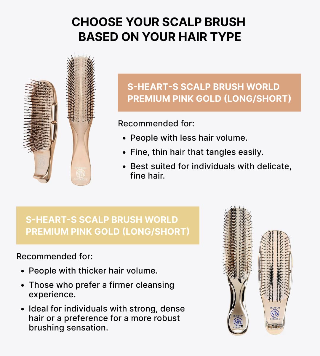 S-HEART-S Scalp Brush World Model Short Pink Gold