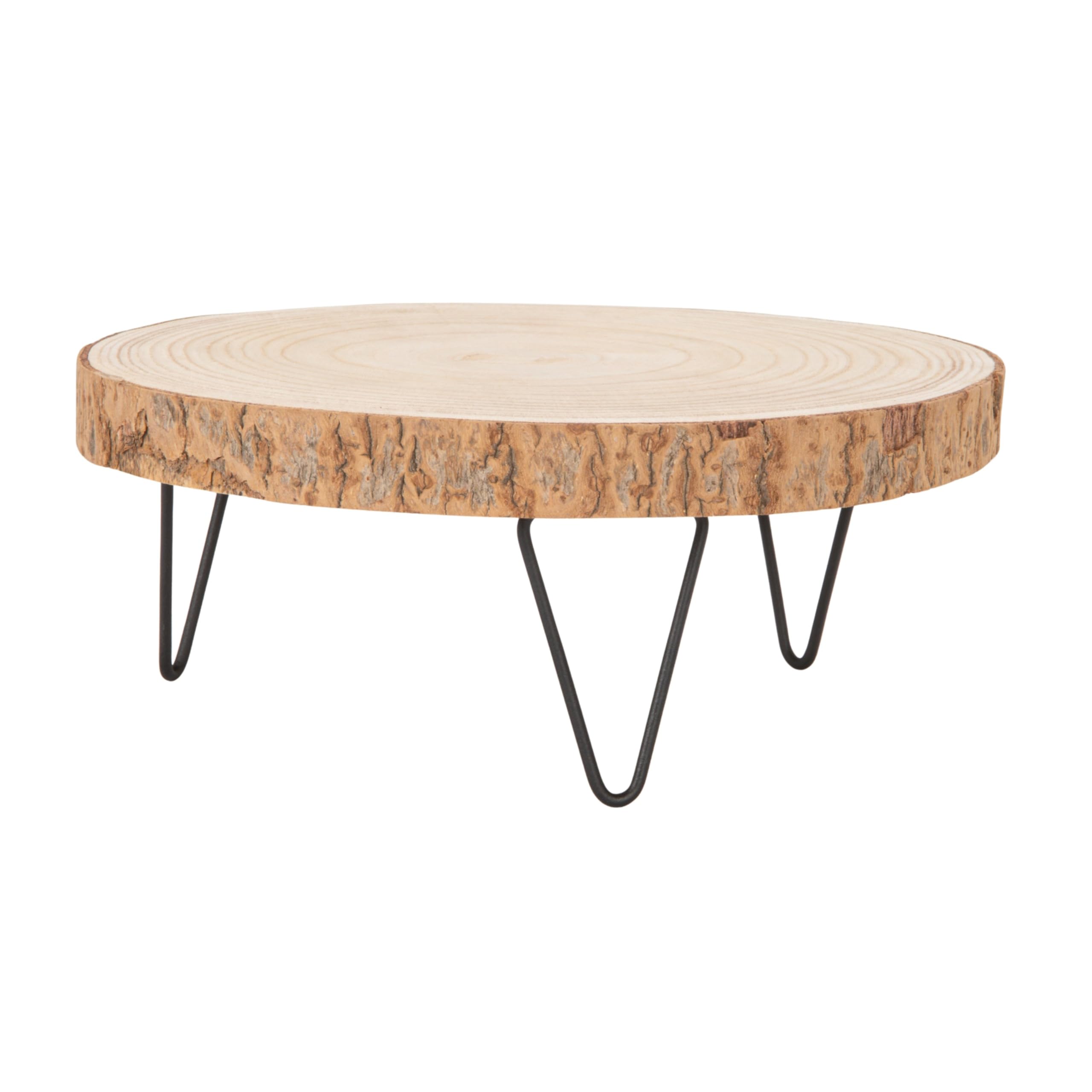 Creative Co-op DA7521 Paulownia Wood Pedestal with Metal Legs, Raw Finish