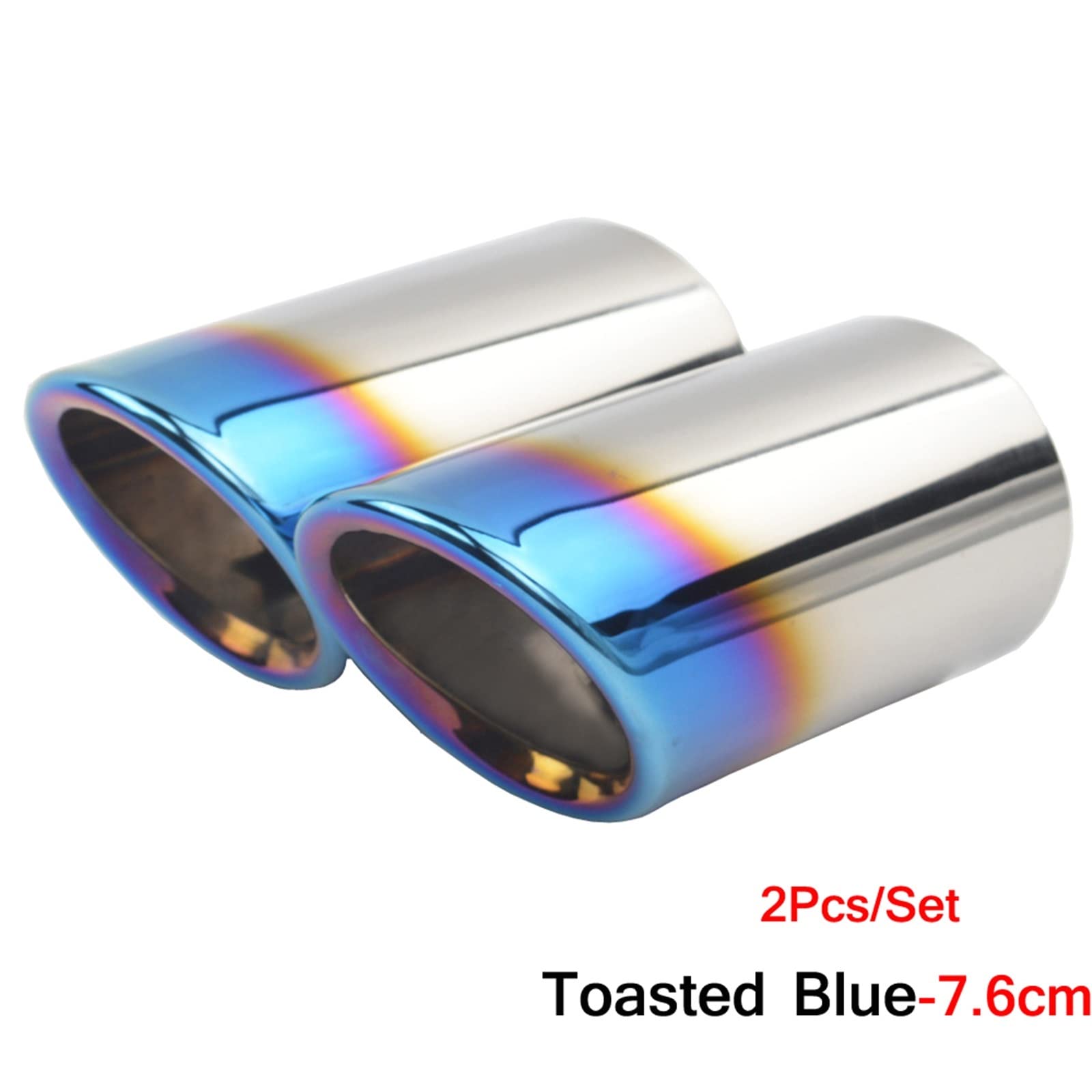 Tubo Scappamento 2 Pz/Set in Acciaio Inox Auto Punta del Silenziatore di Scarico Tubi Coperture per per CC per Passat per Tiguan per Jetta Tubi Terminale Scarico(Toasted Blue-7.6cm)