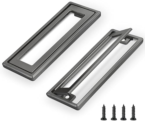 Miniatura 8 de 2 tiradores de puerta empotrados cuadrados negros para armarios y cajones, aleación de zinc, trampa de metal para puerta, manijas empotradas planas,