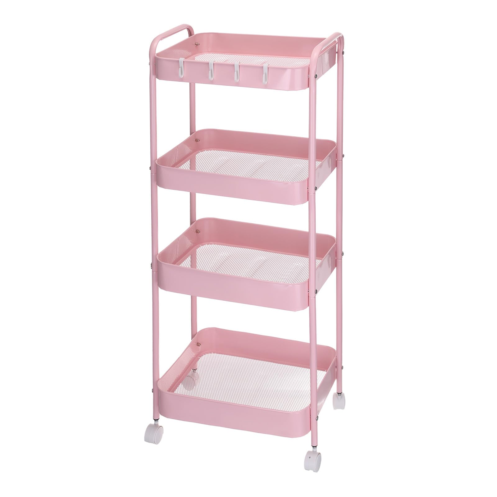 Chariot utilitaire pour salle de bain rose compact afin de ranger les espaces étroits