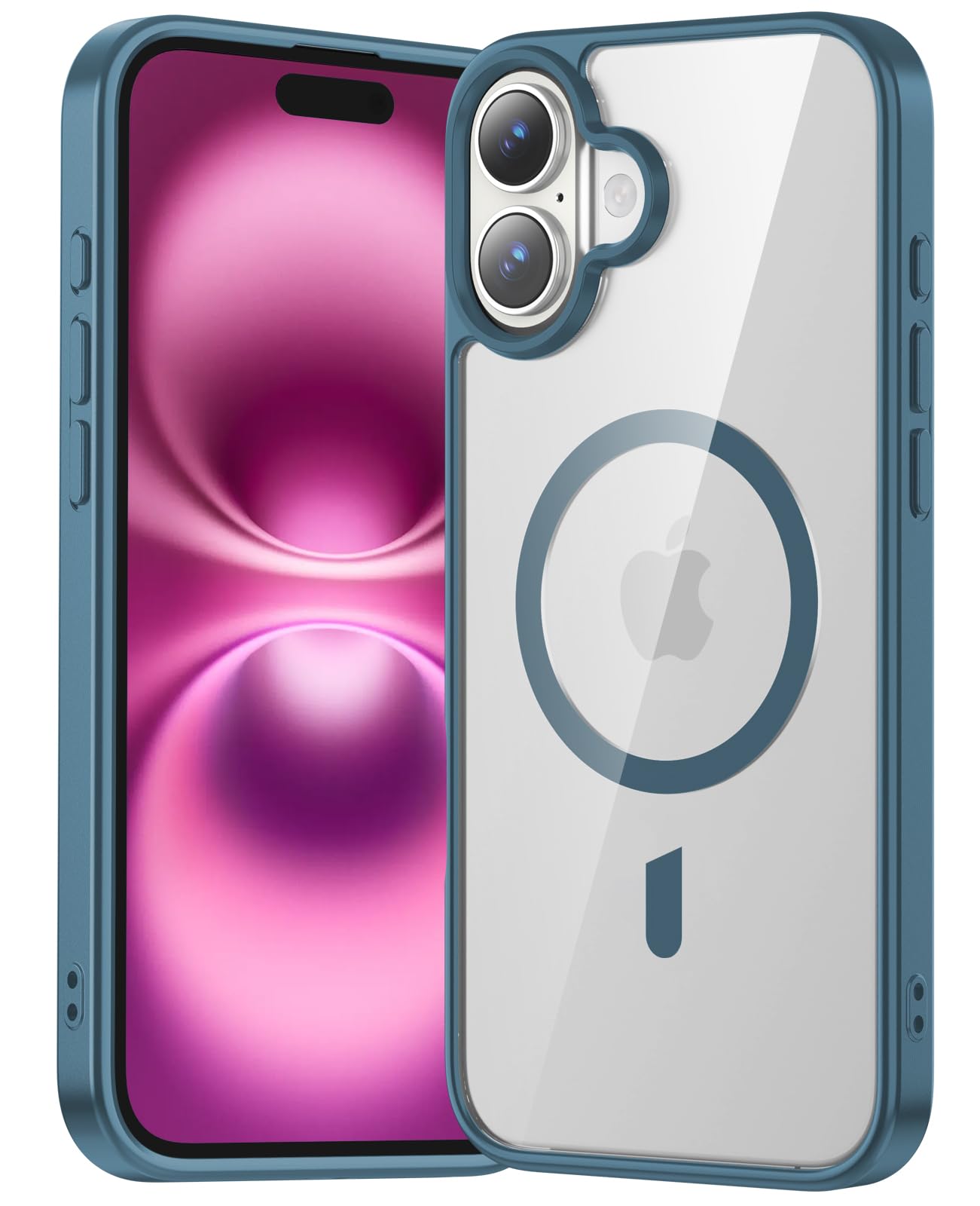 Temdan Designed for iPhone 16 Plus Case,Compatible with Magsafe, Anti-Yellowing, Military-Grade Protection, Shockproof Slim Magnetic Phone Case Cover, Clear Blue