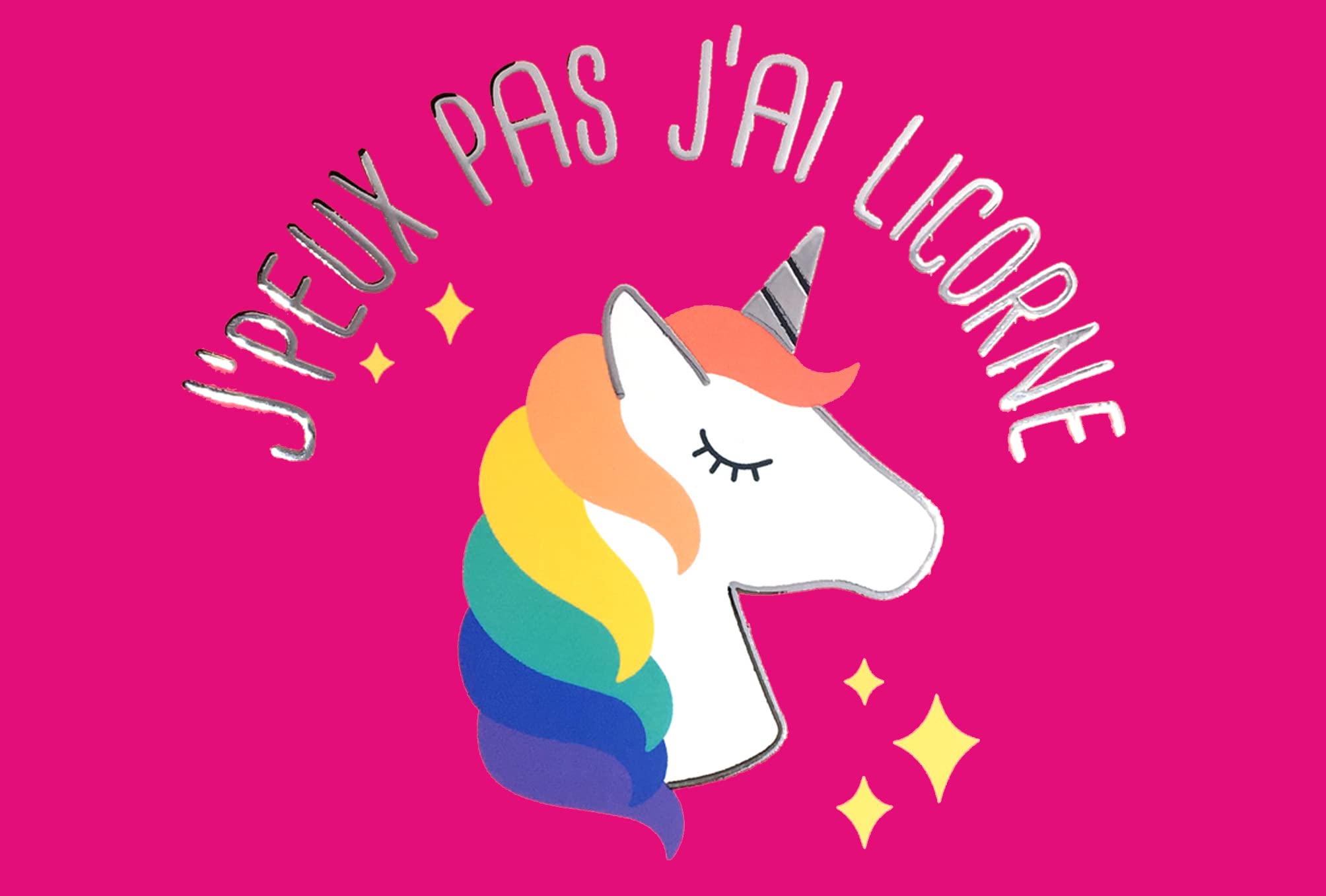 Grußkarte Mit Einhorn-Motiv „Ich Liebe Nicht J'ai Licorne Poney“ – Rosa Design, Inkl. Umschlag, 17 X 11,5 Cm